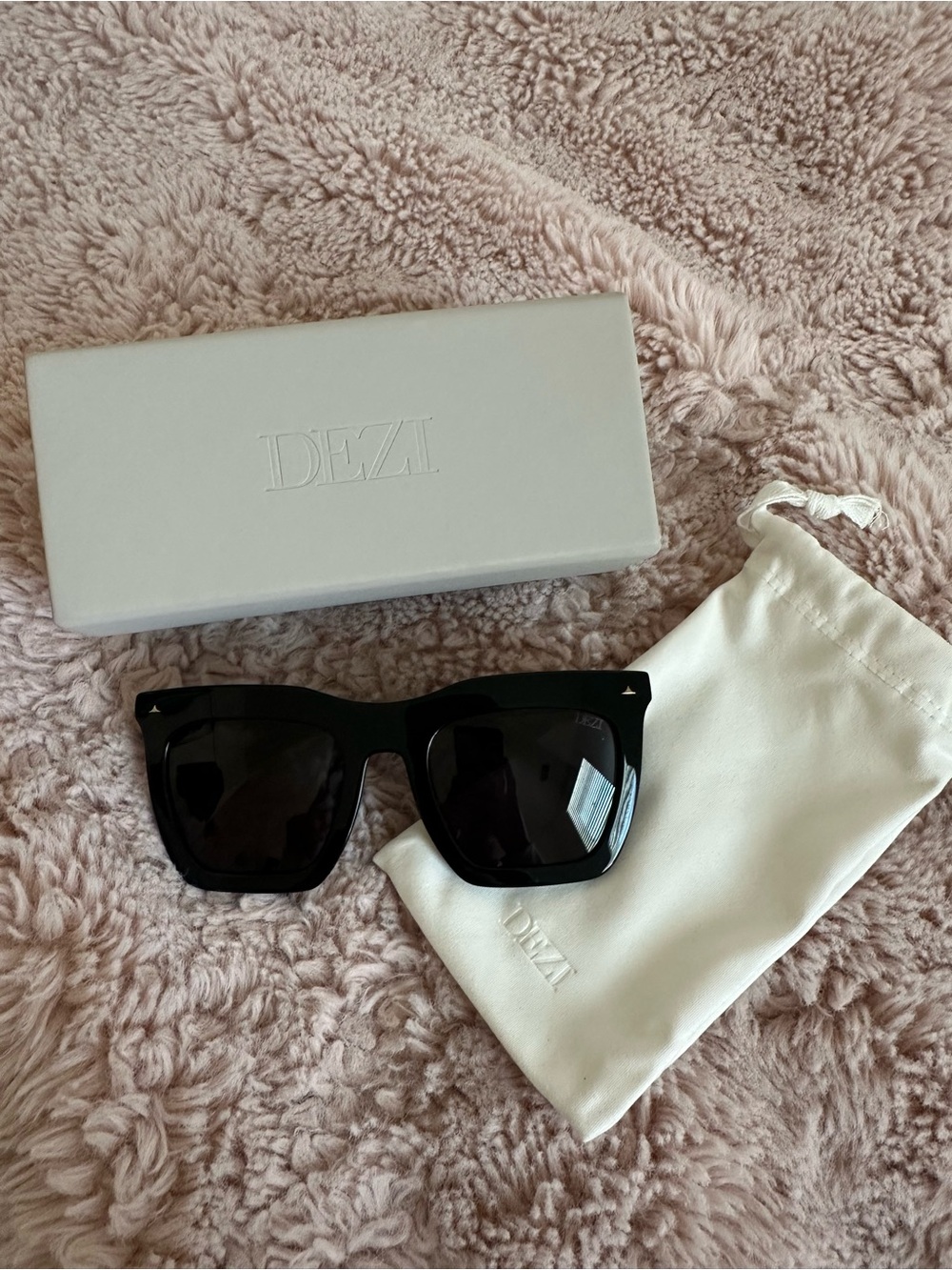 DEZI Black Oversized Square Sunglasses